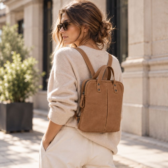 Preview: LITTLE BACKPACK SUEDE COFFEE